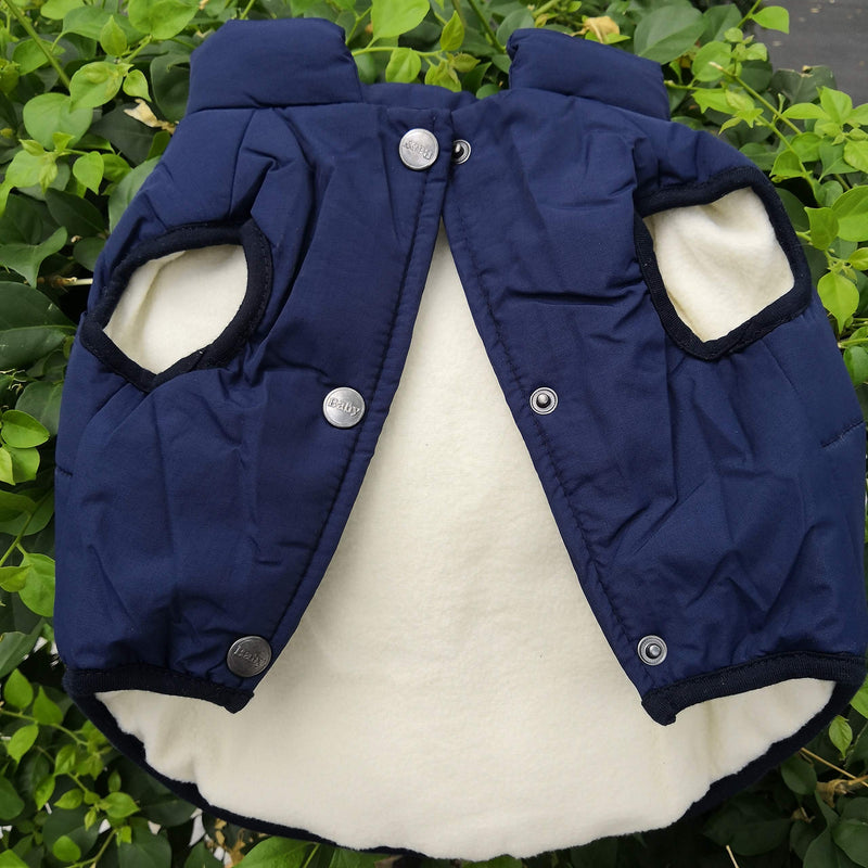 [Australia] - The PetOne Cute Bulldog Coat Taffeta Cotton Padded Puppy Jacket Warm Pug Vest Winter Parkas for Dogs X-Large Navy Blue 