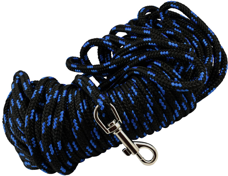 [Australia] - Dogs My Love Braided Nylon Rope Tracking Dog Leash, Black/Blue 15-Feet/30-Feet/45-Feet/60-Feet 3/8" Diameter Training Lead Medium 45ft - Diam 3/8" (8mm) 