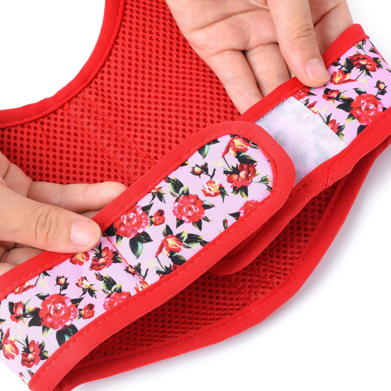 [Australia] - Mile High Life | Easy Step in Air Mesh Vest Harness | Spring Floral Collection | Adjustable Easy Closures Both Neck and Chest |20 lbs Small Dogs & Cats XS Chest Size (14"-16") Peony Rose 