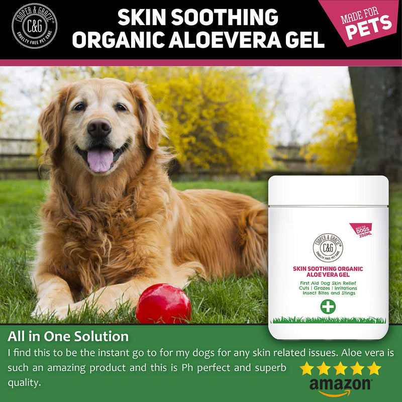 C&G Pets | Skin Soothing Organic Aloe Vera Gel 250ml | 100% Food Grade Aloe Vera Vitamins Mineral Amino Acids | Soothes Calms Cools Moisturizes Insect Bitten Scaly Scabby Flabby Skin - PawsPlanet Australia