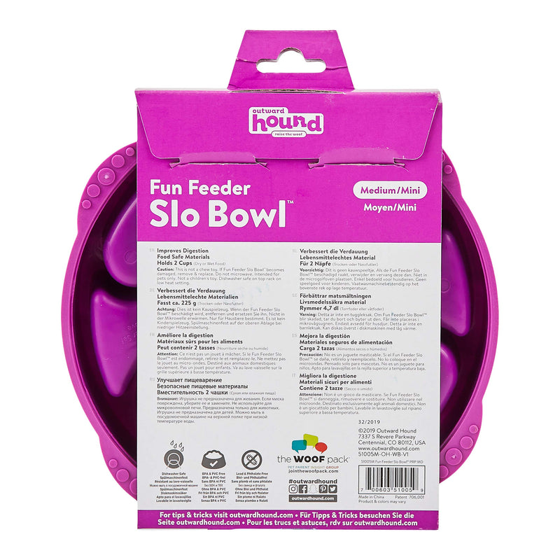 Outward Hound Fun Feeder Slo Bowl - Slow Feeder Dog Bowl Medium/Mini Purple Flower - PawsPlanet Australia
