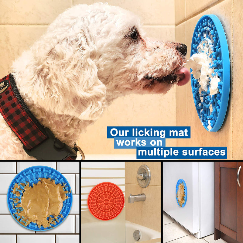 True Glory 2 pcs of Strong Suction Dog Lick mat - Easy to Clean, Durable, and Dishwasher Safe Dog Lick mats - Dog Peanut Butter Lick pad - Puppy lickimat for Bath and More - Dog Licking mat - PawsPlanet Australia