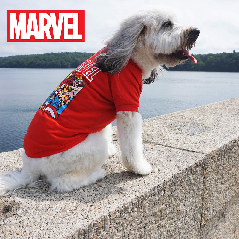 [Australia] - Marvel Comics Avengers Assemble T-Shirt For Dogs, Medium | Best Blue and Red Captain America Tee For All Medium Size Dogs 