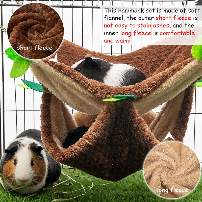 DMISOCHR Small Animal Hammock - Hanging Hammock & Tunnel Cage for Ferret Hamster Parrot Rat Guinea-Pig Mice Chinchilla Flying Squirrel - Warm Plush Cage Hideout Swing Pet Hammock with 5.9" Chain - PawsPlanet Australia