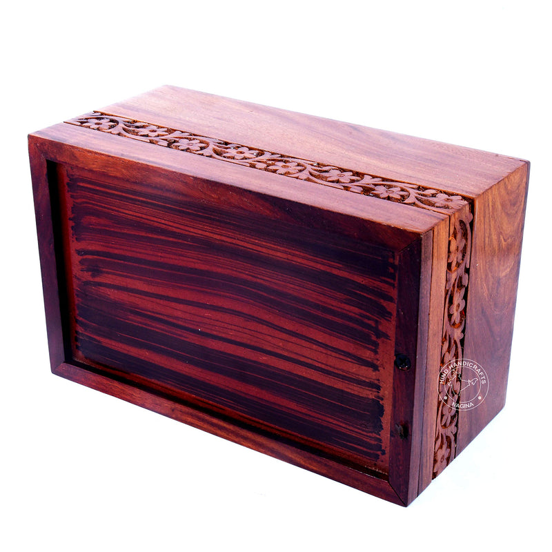Hind Handicrafts Beautifully Handmade & Handcrafted Rosewood Borders Engraving Wooden Cremation Box/Urns for Human Ashes Adult, Funeral Urn Box (Large : 9" x 5.5" x 4.5" - 180lbs or 72kg) Large : 9" x 5.5" x 4.5" - 180lbs or 72kg - PawsPlanet Australia