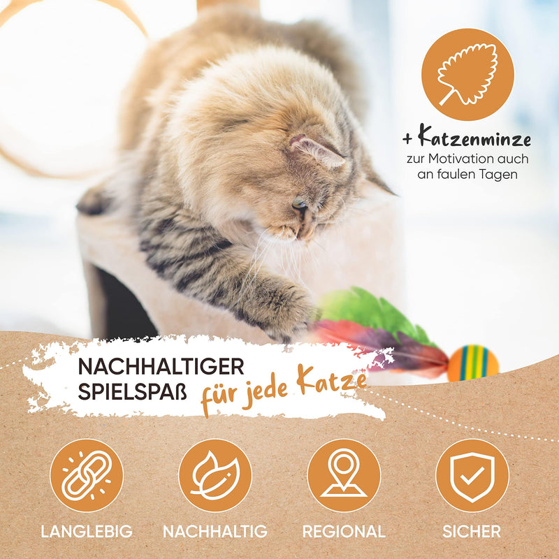 KASPARINO stable cat fishing rod - cat toy fishing rod with feathers, bird and suction cup - self-employment cat toy - durable cat fishing rod incl. catnip - interactive cat toy set version 2.0 - PawsPlanet Australia
