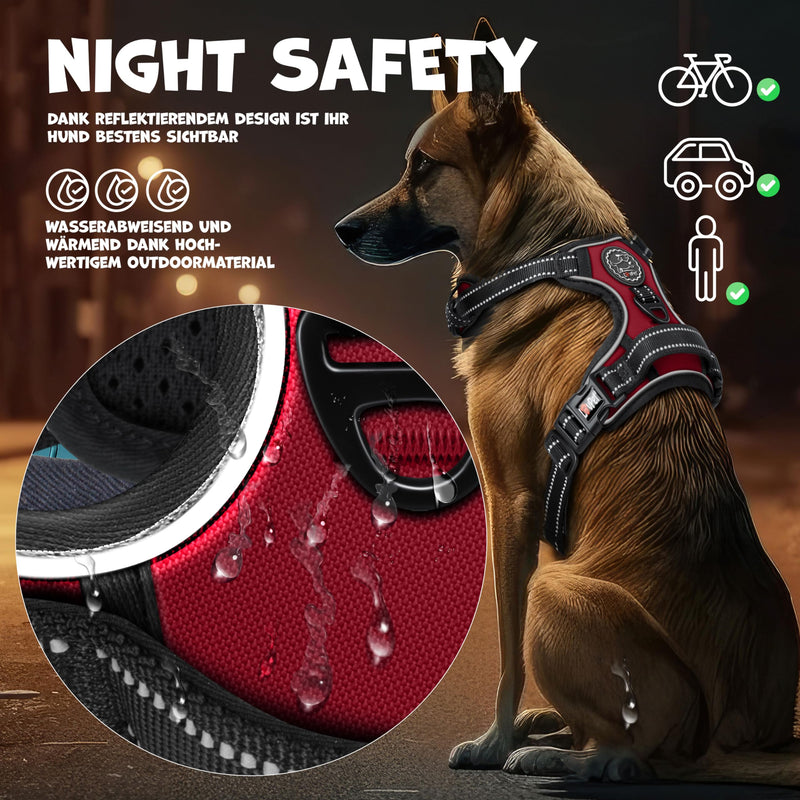 Lovpet® Dog Harness No Pull & Choke for Large Dogs Breathable & Soft Chest Harness Reflective | No-pull tableware including bag rolls | Adjustable harness with handle Bordeaux Red XL - PawsPlanet Australia