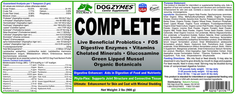 Dogzymes Complete - Probiotics, prebiotics, Glucosamine, Chondroitin, MSM and Hyaluronic Acid, Complete Skin and Coat Care (8 Ounce) 8 ounce - PawsPlanet Australia