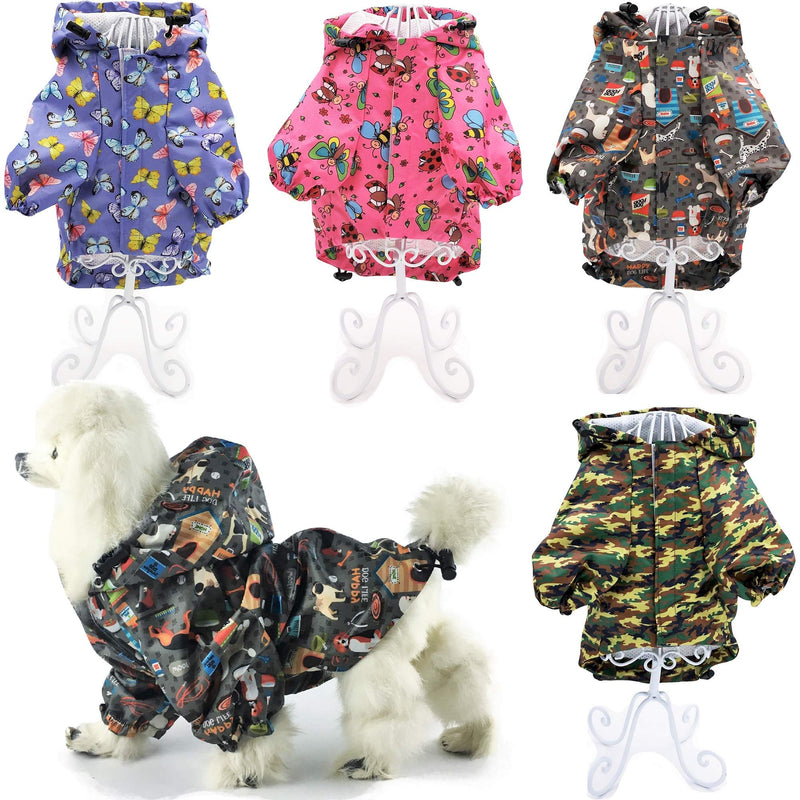 for Small Pet Cat Dog Raincoat Hoodie Coat Waterproof Rain Jacket Rainwear (XXS: Length - 8", Camouflage) XXS: Length - 8" - PawsPlanet Australia