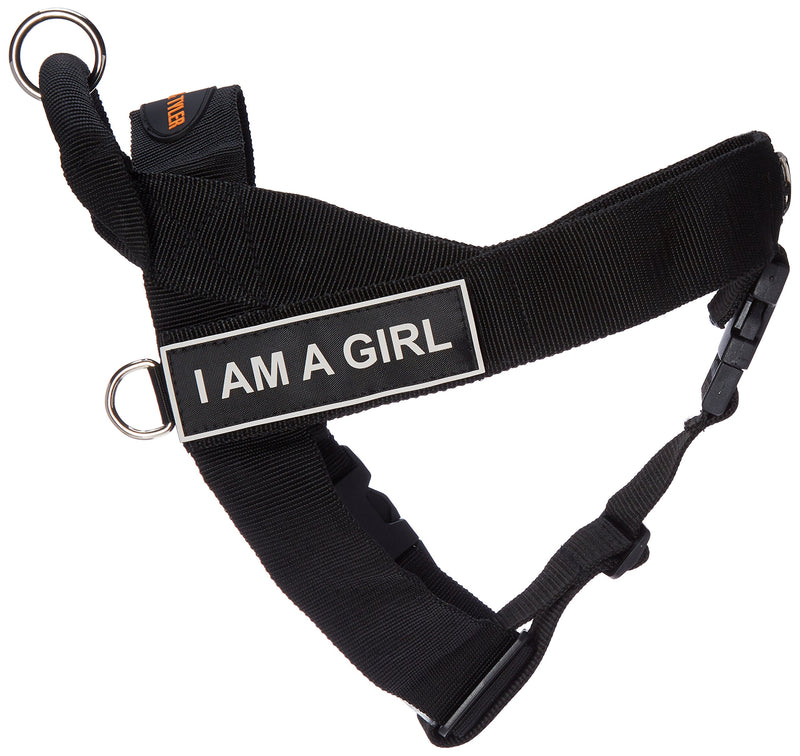 [Australia] - Dean & Tyler DT Universal Fun No Pull Dog Harness with Velcro Patches, Black Medium I Am A Girl 