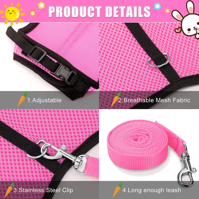 3 Pieces Bunny Rabbit Harness with Leash Adjustable Guinea Pig Harness Rabbit Buckle Breathable Mesh Pet Vest for Bunny Ferret Chinchilla and Similar Small Animals S - PawsPlanet Australia