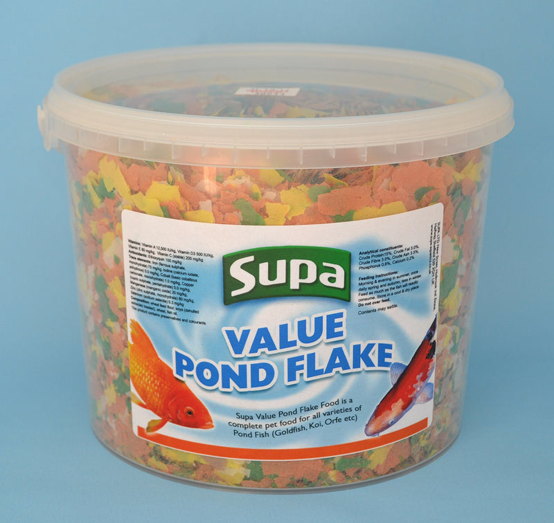 Supa Value Pond Flake Fish Food, 3 Litre Bucket | Premium Quality Koi & Pond Fish Food | Provides A Balanced Diet 1 3 l (Pack of 1) - PawsPlanet Australia