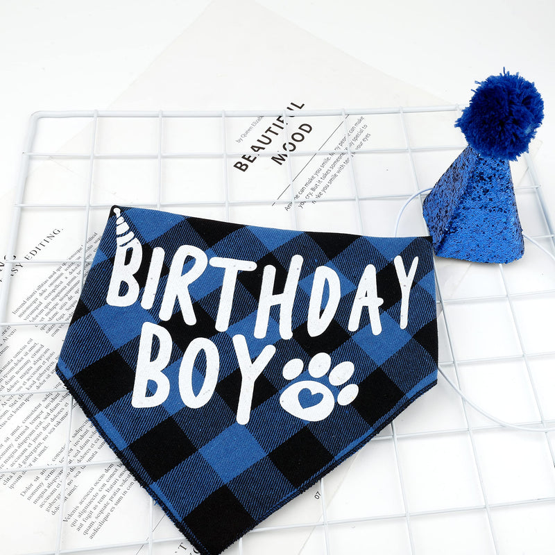 Dog Birthday Bandana, Pets Birthday Party Supplies Cute Boy Dog Birthday Outfit for Cat and Dog Decoration(Blue) Blue - PawsPlanet Australia