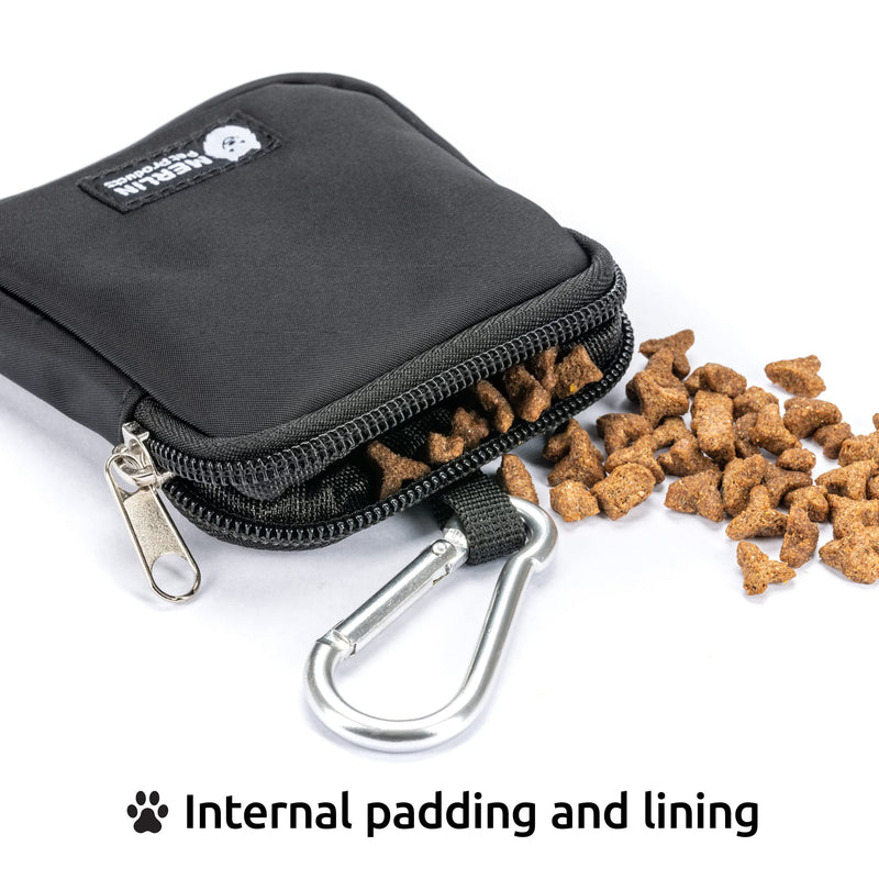 Merlin Pet Products Small Dog Treat Bag, Training Pouch Pocket Size Travel Walking Walk Treats Pouch, Bag For Lead Treats, (Black) Black - PawsPlanet Australia