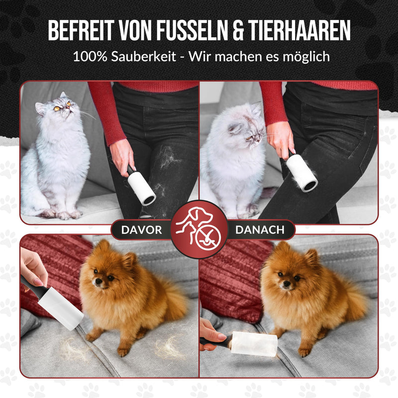 IDEALTASTIC® lint roller for animal hair and clothing in a value pack with 2x handles and 5x100 sheets, lint remover for clothes, extra sticky, animal hair remover easy to change, lint brush + dust protection, value pack (1 roller + 5x100 sheets). - PawsPlanet Australia