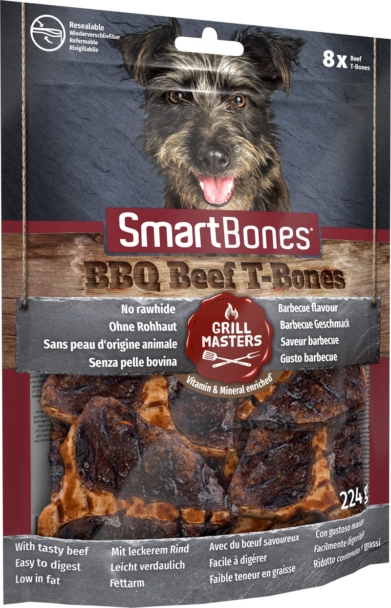 SmartBones BBQ Beef T-Bones Grill Masters Rawhide-Free Chewy Treats for Dogs, Barbecue Flavour, Made With Tasty Beef - PawsPlanet Australia