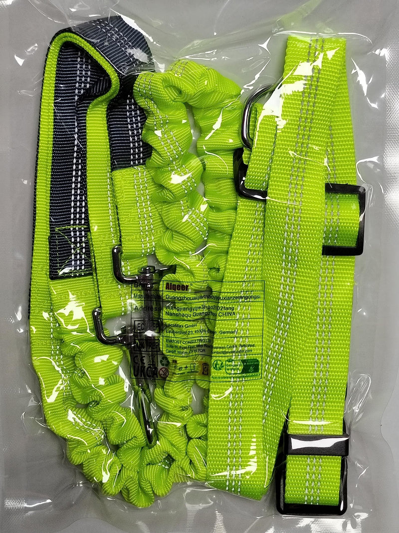 Aiqeer Green Hands-Free Dog Lead, Adjustable Waist Belt and Stretchy Bungee Lead, Jogging Dog Lead with Reflective Stitching (Grey Handle) - PawsPlanet Australia