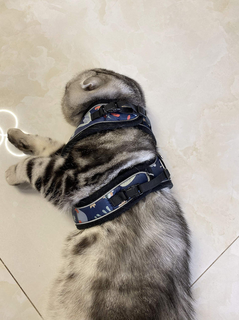 [Australia] - MUDINPET Cat Harness Escape Proof, Kitten Mesh Vest Harness, Adjustable Reflective Comfortable Soft Cat Chest Harness M Chest 12.5-18in Blue 