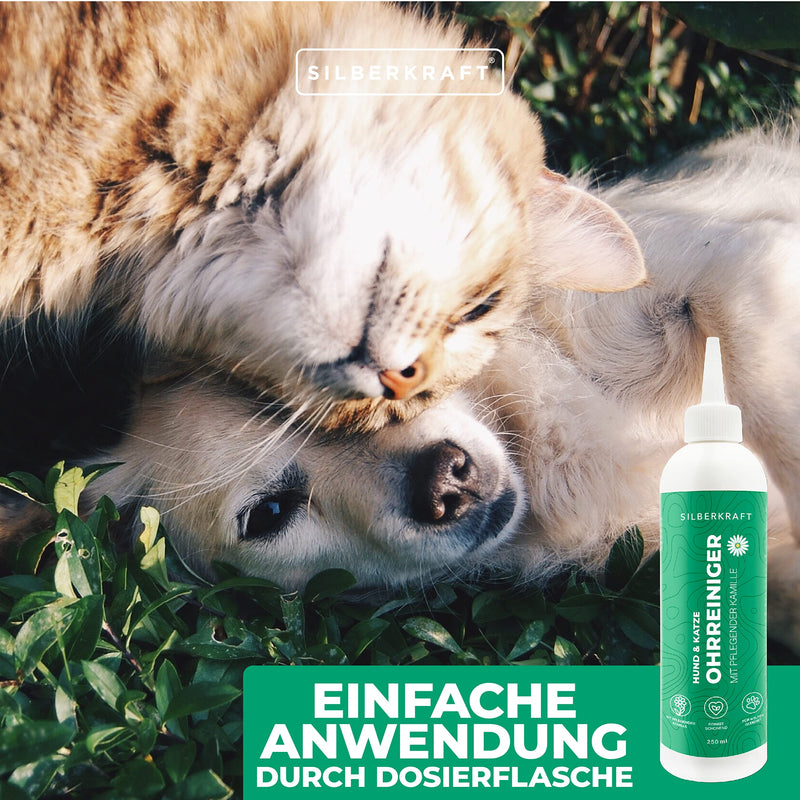 Silberkraft Ear Cleaner for Dogs and Cats, Ear Care, with Chamomile Extract, Cleans Gently and Gently, Relieves Itching, Suitable for Puppies (250 ml) 250 ml - PawsPlanet Australia