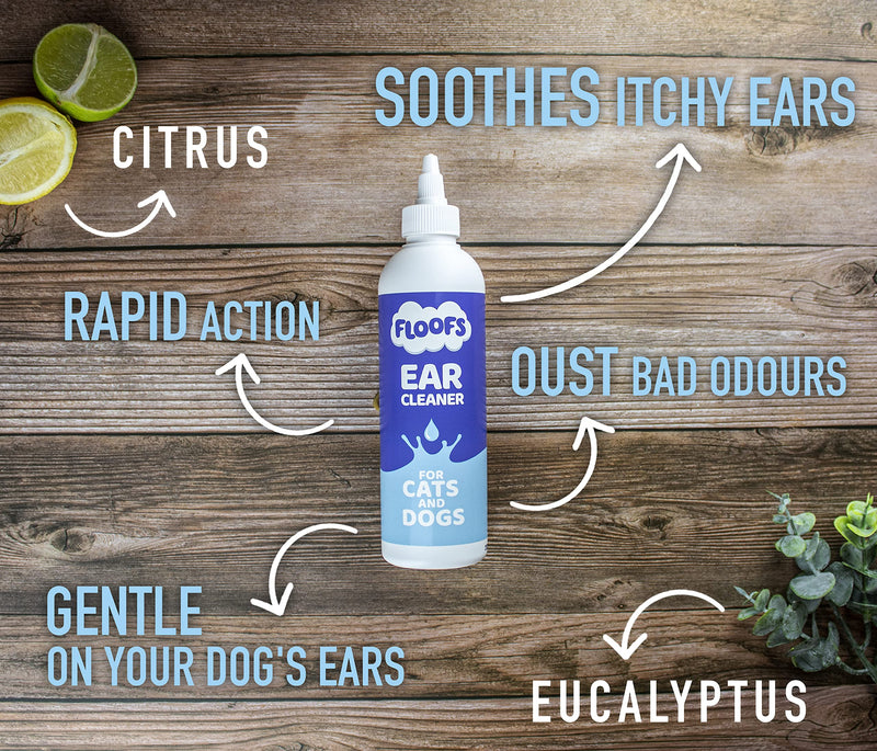 Floofs Dog Ear Cleaner Solution | Antibacterial Dog Ear Drops Stop Stinky Ears | Dog Ear Wash | Ear Care For Dogs | Dog Ear Cleaner Solution | Ear Cleaner for Dogs | Dog Ear Drops for Infection - PawsPlanet Australia