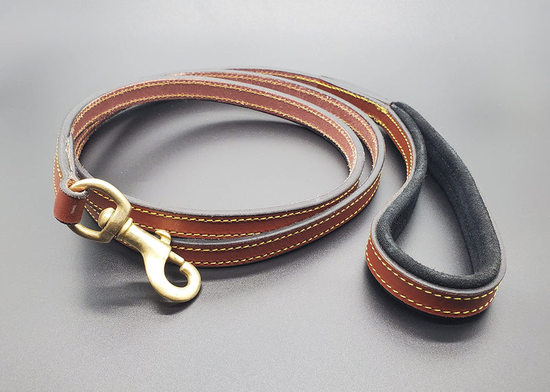 BlazingPaws Pawficer Heavy Duty 6 ft Handmade Leather Dog Leash with Suede Leather Padded Handle - PawsPlanet Australia