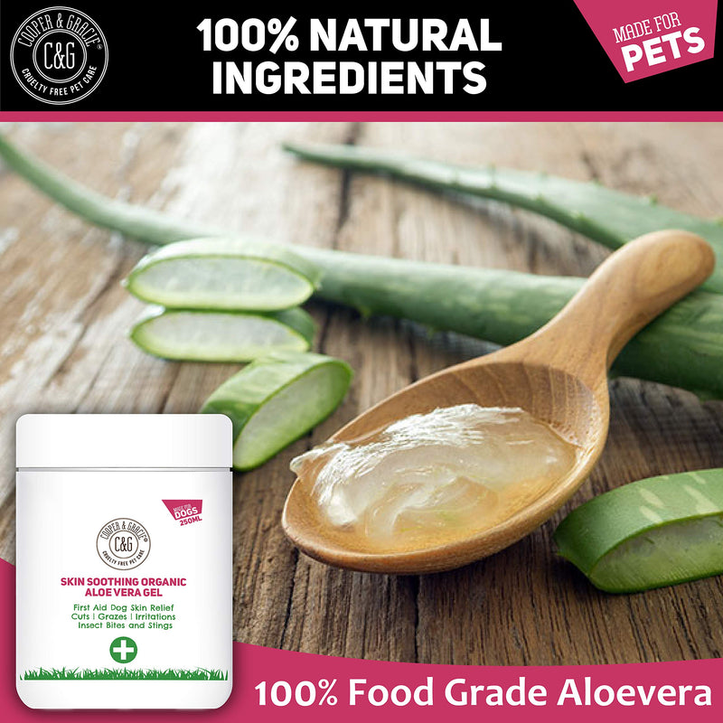 C&G Pets | Skin Soothing Organic Aloe Vera Gel 250ml | 100% Food Grade Aloe Vera Vitamins Mineral Amino Acids | Soothes Calms Cools Moisturizes Insect Bitten Scaly Scabby Flabby Skin - PawsPlanet Australia