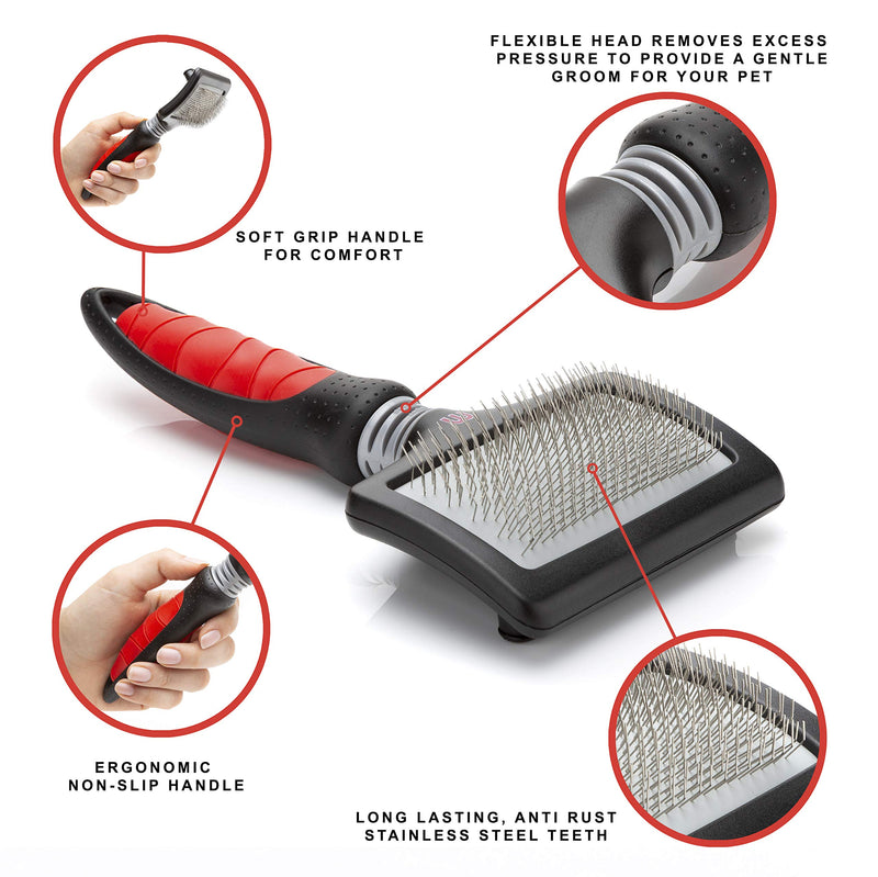 Mikki Dog, Cat, Puppy, Kitten Grooming Hard Pin Slicker Brush -For Knot, Tangles -Sml-Med Pet-Small - PawsPlanet Australia