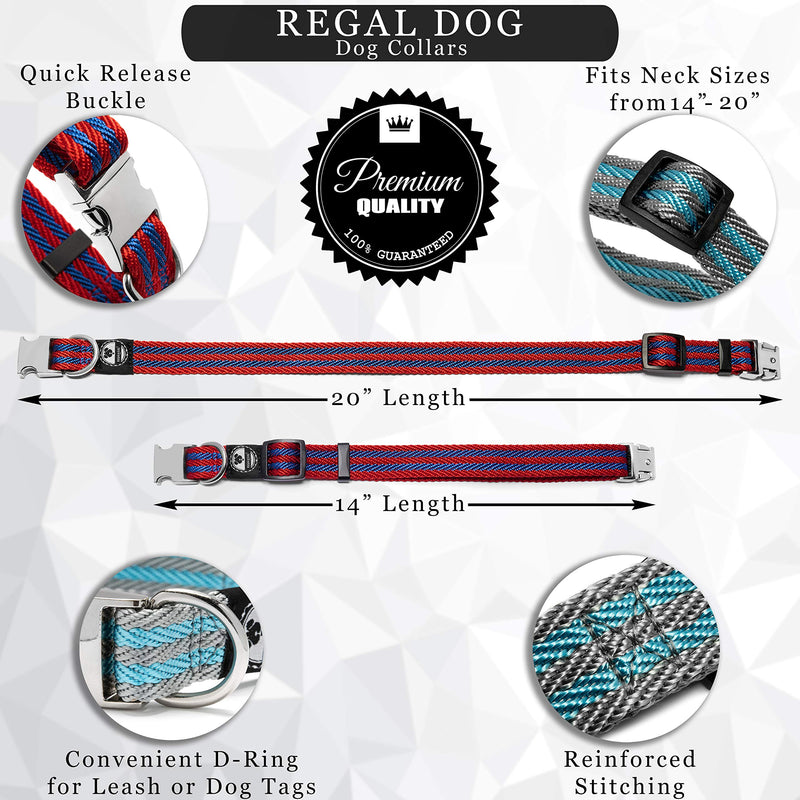 [Australia] - Pet Collar with Metal Buckle and D Ring | Durable Dog Collar with Reinforced Stitching and Nylon Webbing Adjustable Dog Collar to fit Small and Medium Dog or a Puppy Blue / Gray Stripe 
