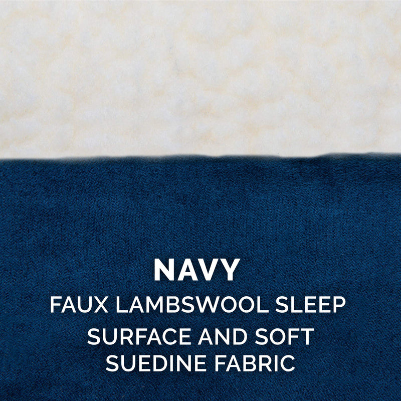 Furhaven Replacement Pet Bed Cover - Classic Cushion Sherpa and Suede Washable Dog Bed Mat Cover, Navy, Small - PawsPlanet Australia