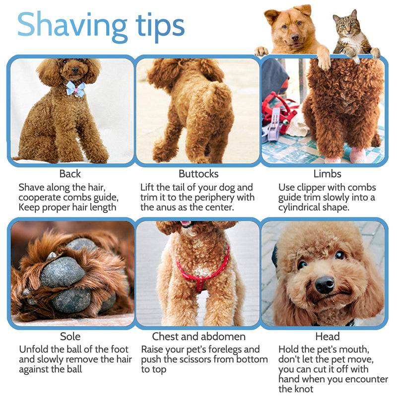 Dog Clippers Professional Heavy Duty Low Noise High Power Dog Grooming Clipper Rechargeable Cordless Pet Grooming Tools for Small & Large Dogs Cats Pets with Thick & Heavy Coats Navy - PawsPlanet Australia