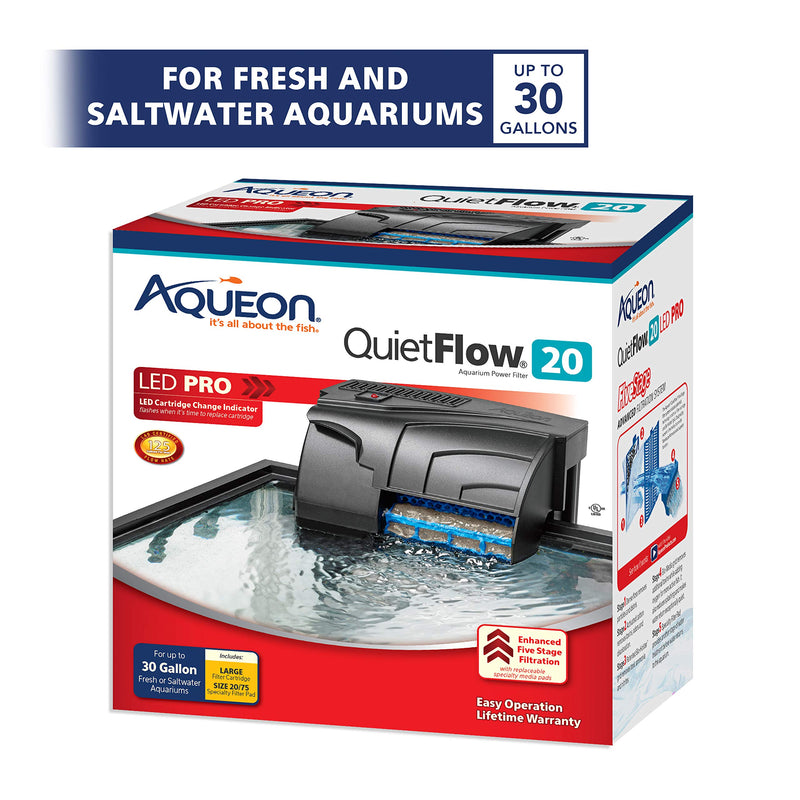 Aqueon QuietFlow LED PRO Aquarium Power Filter 20 - PawsPlanet Australia