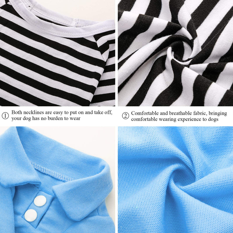 [Australia] - 8 Pieces Pet Elastic Shirts Cotton Polo Dog Shirt Breathable Striped Pet Apparel Colorful Puppy Sweatshirt Dog Clothes for Small to Medium Dogs Puppy 