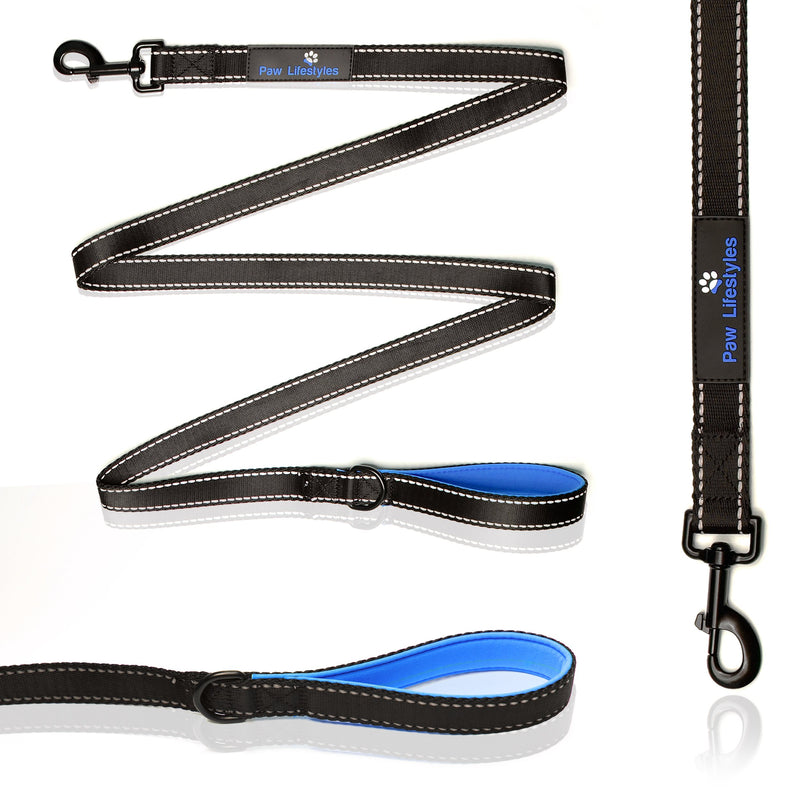 [Australia] - Paw Lifestyles Extra Heavy Duty Dog Leash - 6ft Long - 3mm Thick, Soft Padded Handle for Comfort - Perfect Leashes for Medium and Large Dogs Black and Blue 