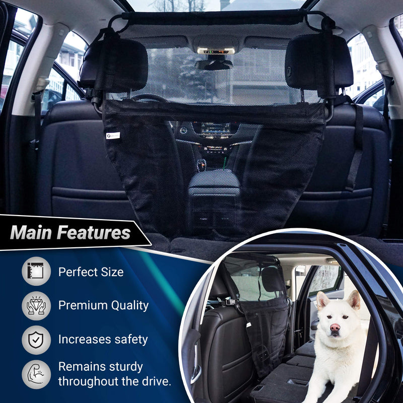 [Australia] - Zone Tech Car Pet Barrier - Premium Quality Super Safe Universal Large Padded Steel with Full Mesh Cover Perfect for Travelling with Pets 