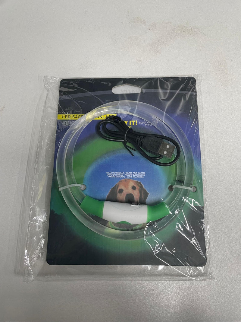 AUAUY LED light collar dog, USB rechargeable length adjustable pet safety collar, cuttable waterproof light collar for dogs and cats, 3 modes (green) green-universal - PawsPlanet Australia