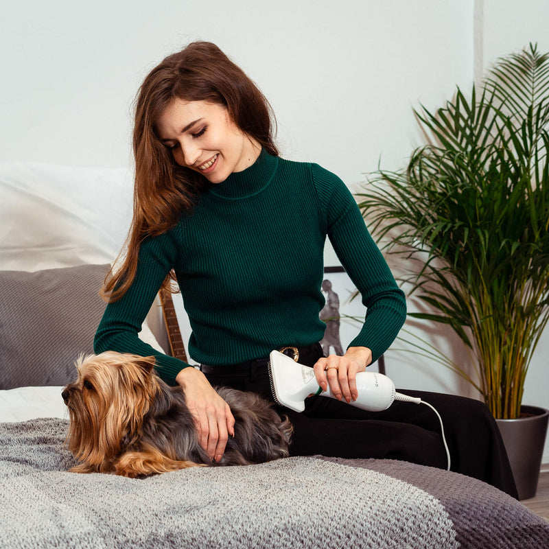 [Australia] - KUUBIA Pet Hair Dryer – Portable and Quiet 2 in 1 Pet Grooming Hair Dryer Blower with Slicker Brush – Adjustable Temperature – for Small and Medium Dogs and Cats 