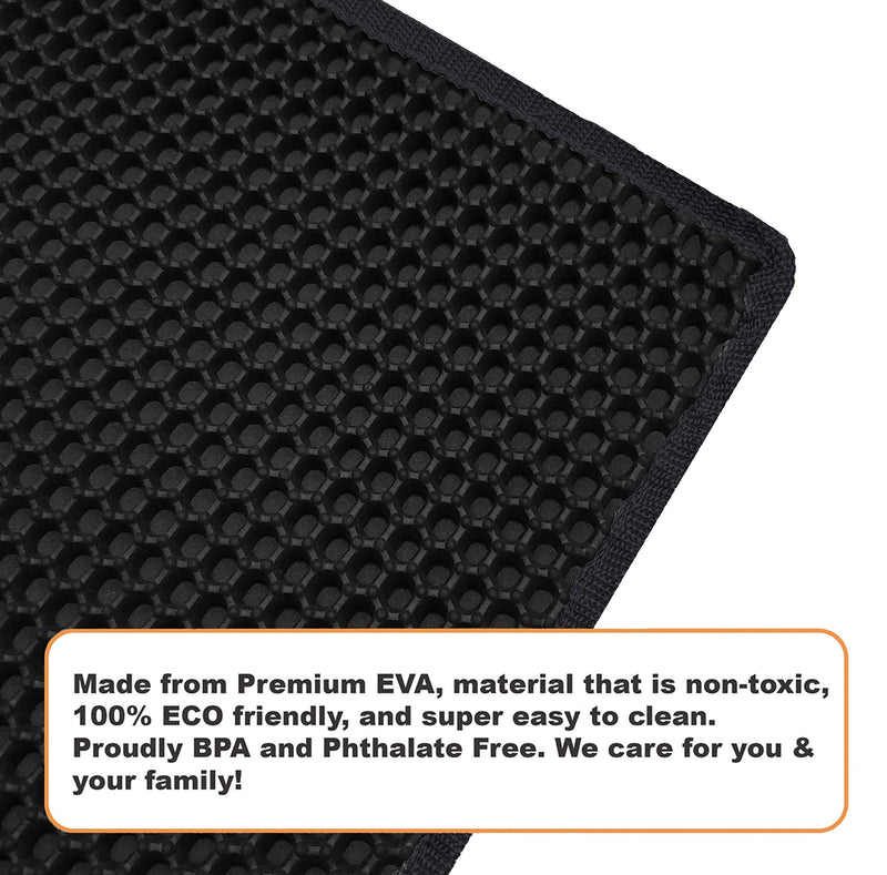 Topcovos Cat Litter Mat 24x18 Inches, Litter Mat Double Layer Honeycomb Trapping Mat, Easy to Clean EVA Phthalate Free Kitty Litter Mat Black - PawsPlanet Australia