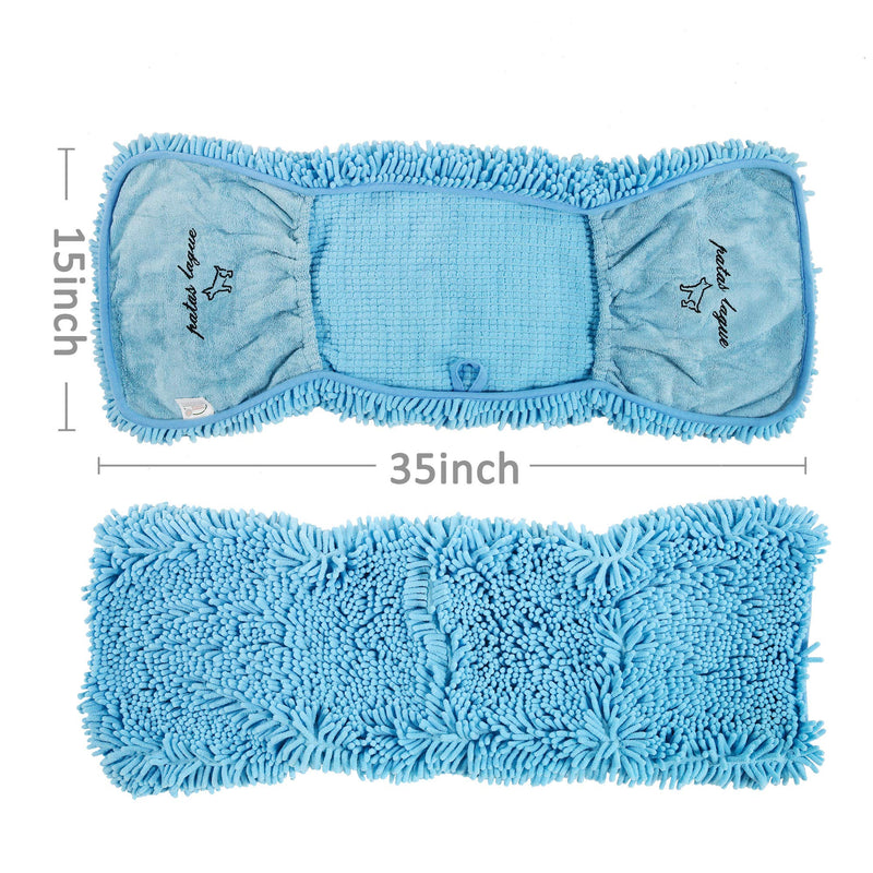 Patas Lague Luxury Absorbent Dog Towel,Microfiber Quick Drying Towel with Hand Pockets Pet Towel for Dog and Cat, Machine Washable 35'' x 15'' blue - PawsPlanet Australia