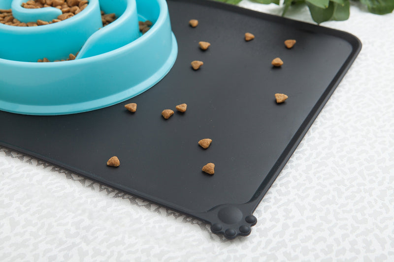 [Australia] - Gefryco Pet Food Silicone Bowl Mat Feeding Tray for Cats and Dogs Black 