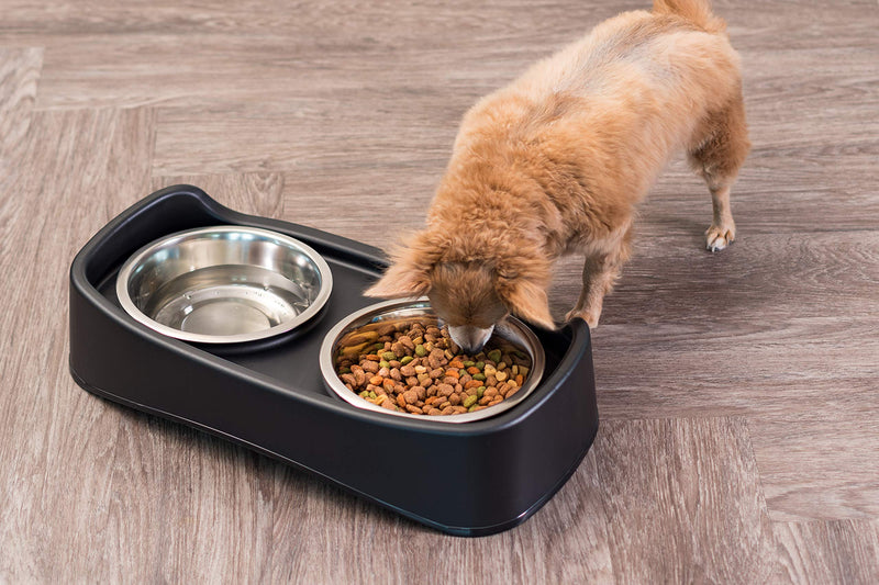 [Australia] - IRIS Pet Elevated Feeder with Stainless Steel Bowls Black Large without Storage 