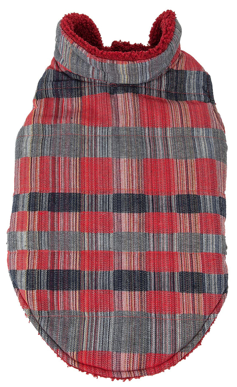 [Australia] - Pet Life 'Scotty' Tartan Classical Plaided Insulated Dog Coat Jacket Large Red 