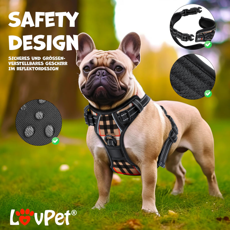Lovpet® dog harness without pulling & choking for small dogs & puppies breathable & soft chest harness reflective | No-pull tableware including bag rolls | Adjustable harness with handle Beige S - PawsPlanet Australia