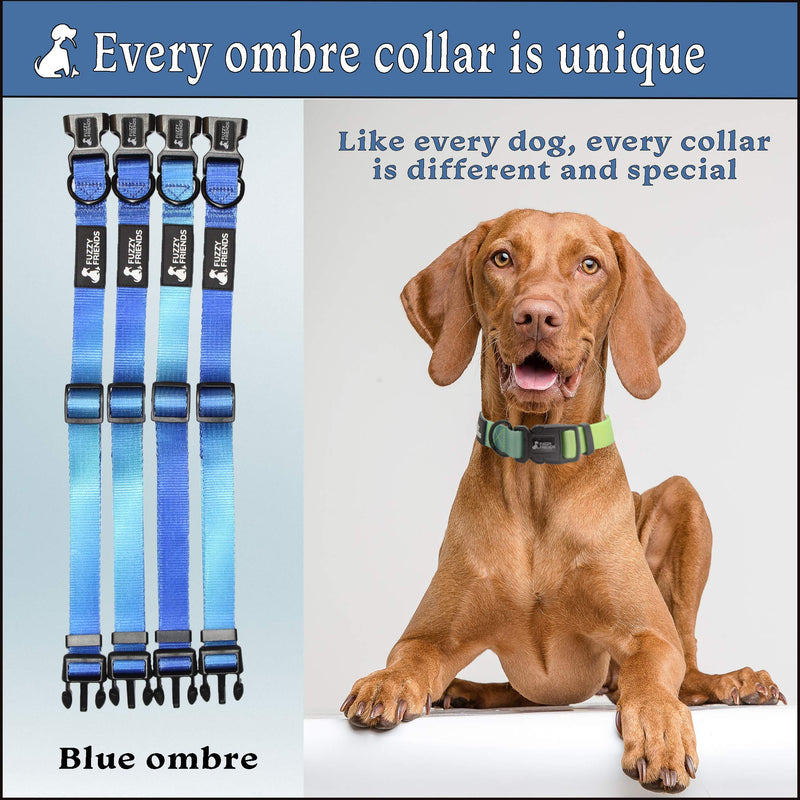 Blue Sea Ombre Dog Collar with Optional Matching Leash Set. Start The Summer with a New Look! Perfect Designer Set for Girl Dogs or boy Dogs Blue Sea Ombre Collar Small - PawsPlanet Australia