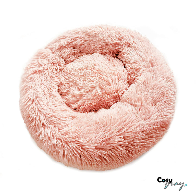 Plush Soft pet Bed for Small Dogs and Cats – Donut Dog Bed for Puppy - Clam Shell cat Bed - self-Warming Indoor cat Bed & Small Dogs Bed - Size 19.7”D x 7.9 H - Soft Pink - Washable - PawsPlanet Australia