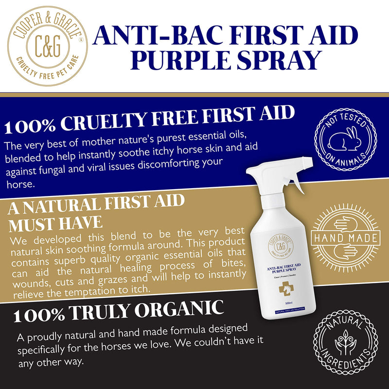 C&G Pets Horse Anti Bacterial Anti fungal Antiviral Purple Wound Spray 500 ML 500 ml (Pack of 1) - PawsPlanet Australia