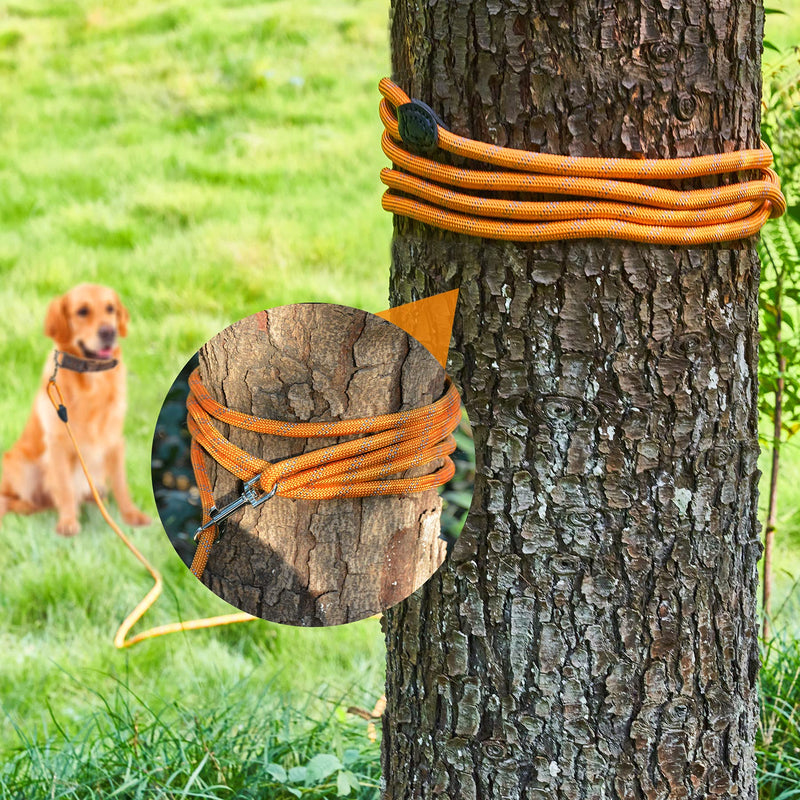 Thankspaw Dog Leash for Dog Training 32FT 50FT, Reflective Heavy Duty Long Rope Dog Leash, Nylon Dog Check Cord for Large Medium Small Dogs Walking, Camping, Hunting, Running 10mm*32FT Orange - PawsPlanet Australia