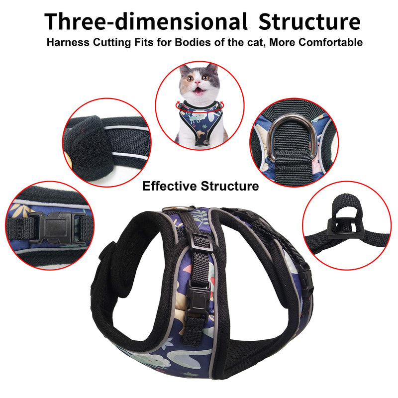 [Australia] - MUDINPET Cat Harness Escape Proof, Kitten Mesh Vest Harness, Adjustable Reflective Comfortable Soft Cat Chest Harness M Chest 12.5-18in Blue 