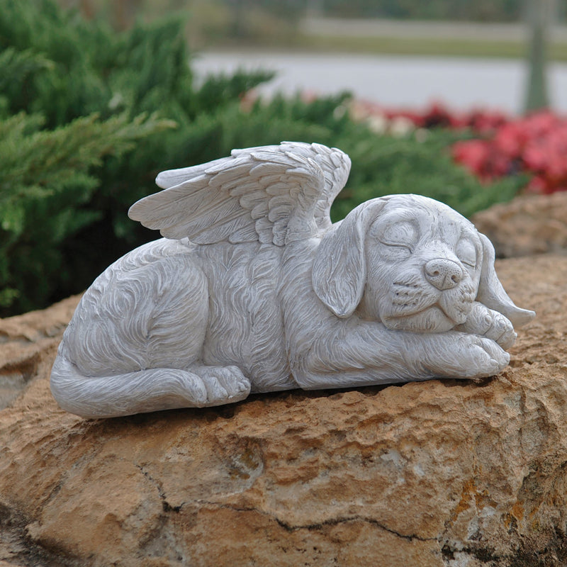 Design Toscano QL6079 Dog Angel Pet Memorial Grave Marker Tribute Statue, 25.5 cm, Polyresin, Stone Finish - PawsPlanet Australia