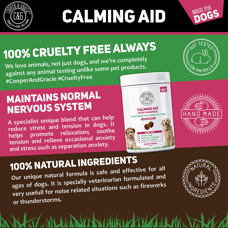 C&G Pets | CALMING SUPPLEMENTS FOR DOGS WITH CHAMOMILE 60 SOFT CHEWS | REDUCE STRESS | REDUCE SEPERATION ANXIETY | WORKS WELL IN STORM | PROMOTE RELAXATION | VETERINARIAN FORMULATED Calming Aid Dog - PawsPlanet Australia