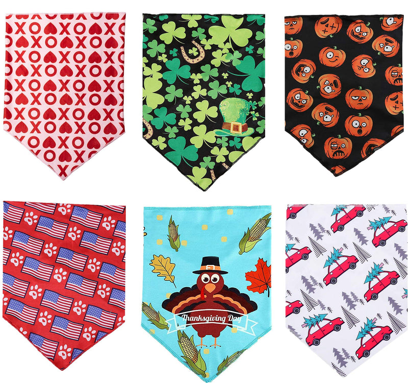 [Australia] - BoomBone Holiday Dog Bandanas,6 Pack Bandanas Set for Medium Large Dogs S 